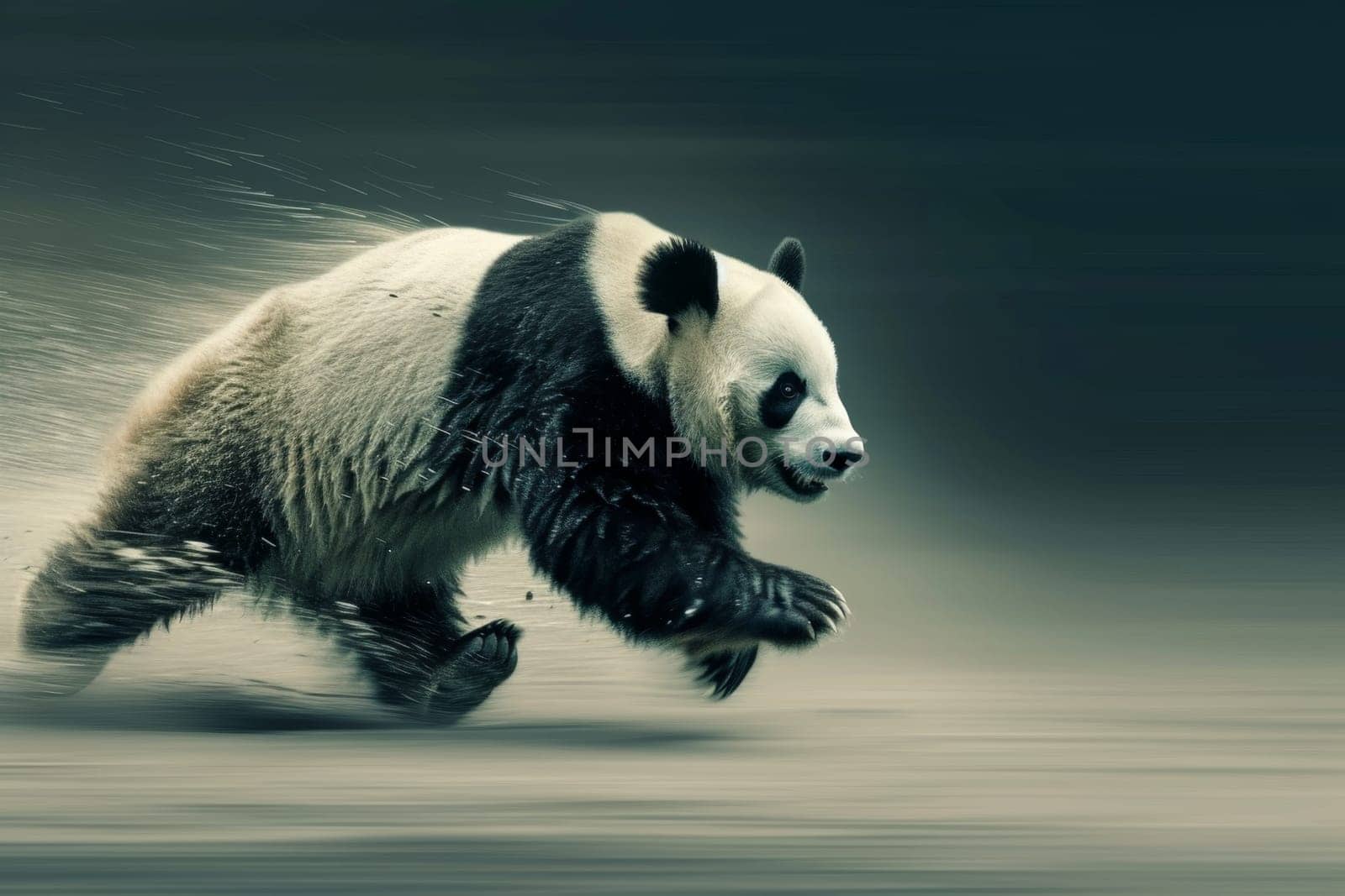 The giant panda is running fast. 3d illustration.