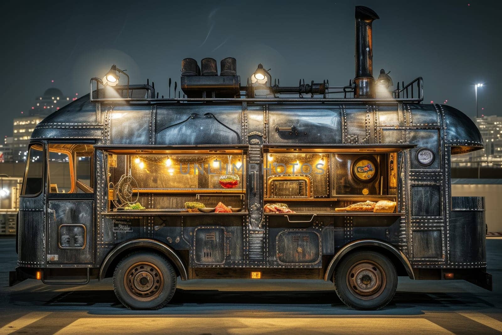 A van with street food. A food truck by Lobachad