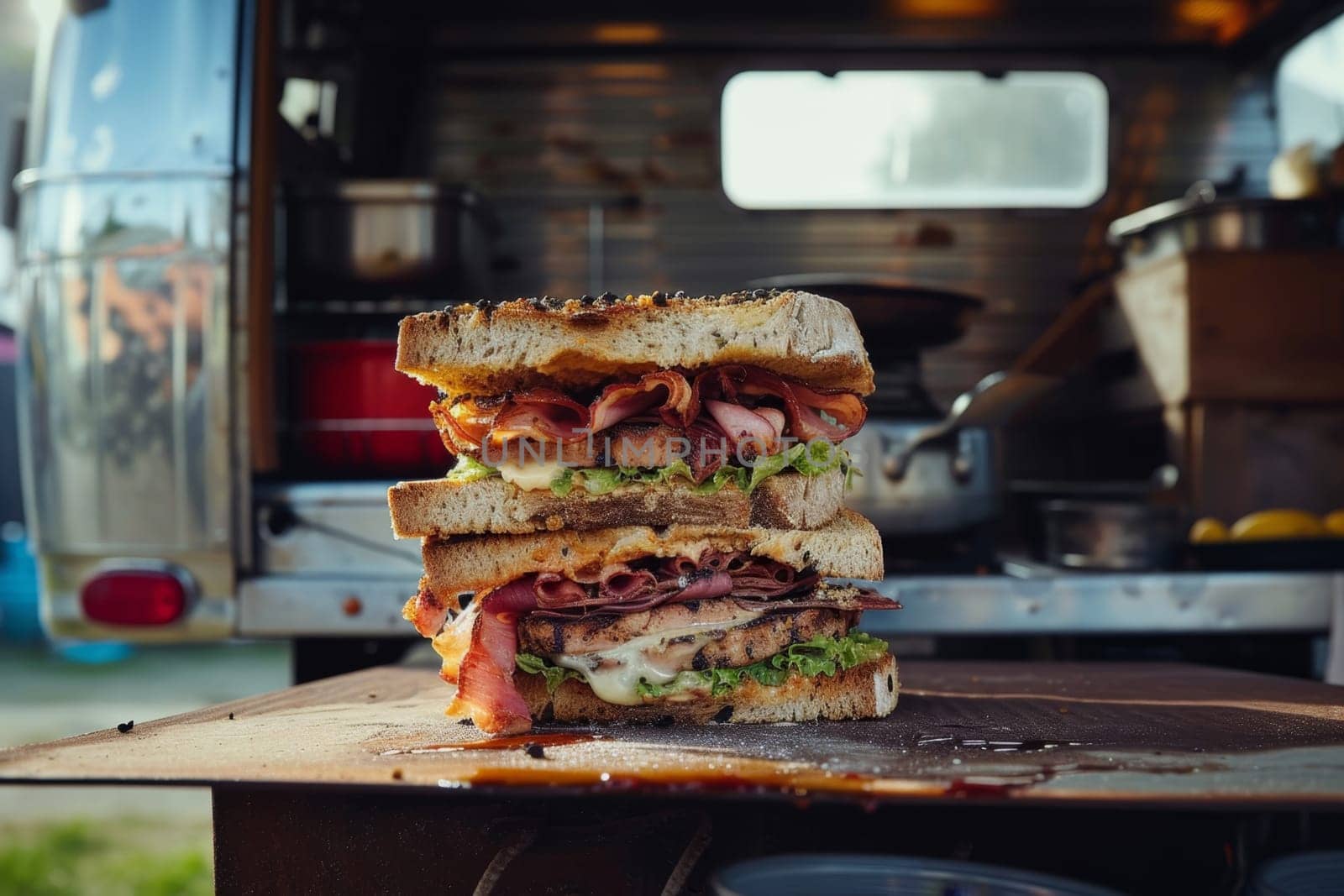 food cooked in a mobile van parked on the street.