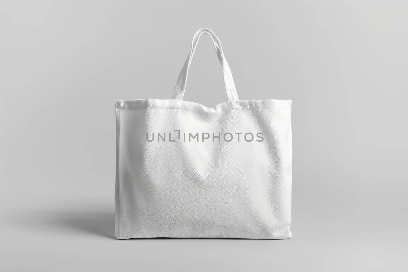 Shopping white blank tote bag mockup in simple white background. Advertising concept for your design and promotion..