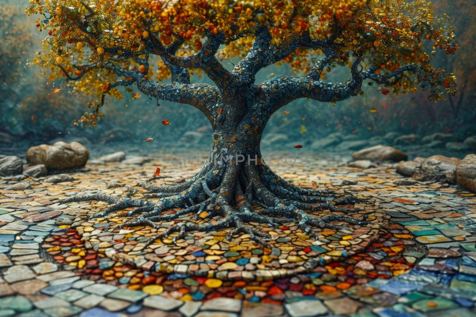 A layout of a beautiful autumn tree for your background by Lobachad