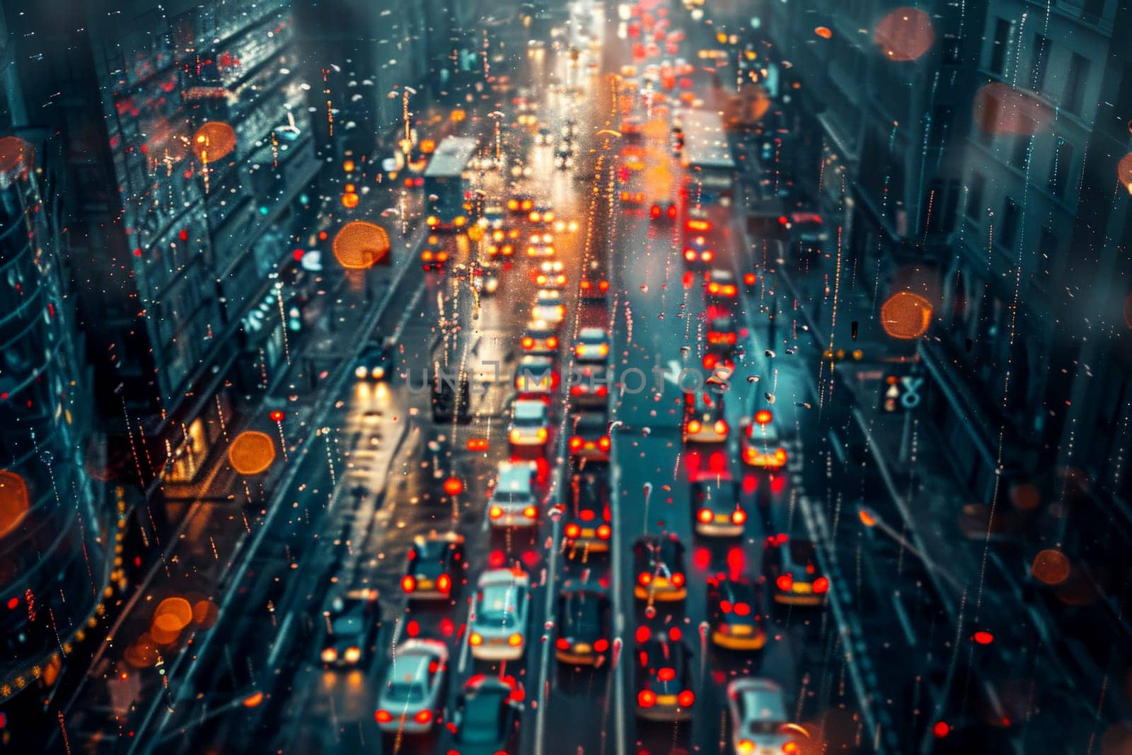 Blurred Traffic Jam, A Lot Of Cars Are Stuck In Traffic: AI Generated Image by matamnad