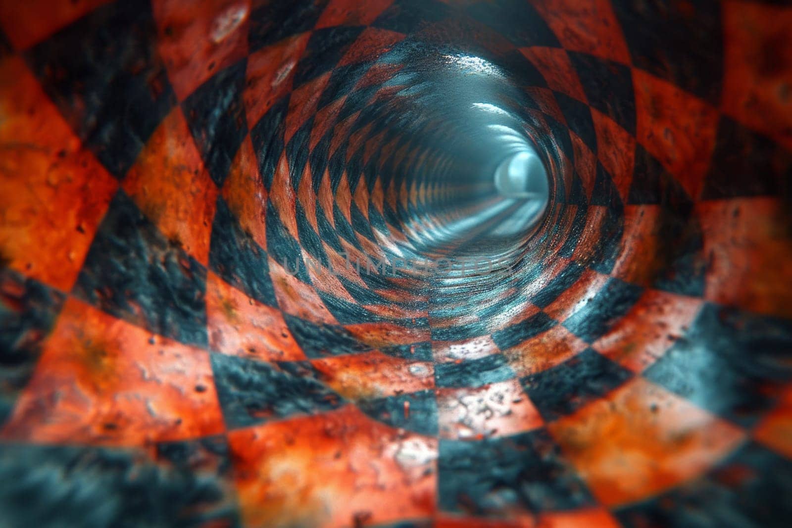 An abstract view of a colored tunnel. 3d illustration.