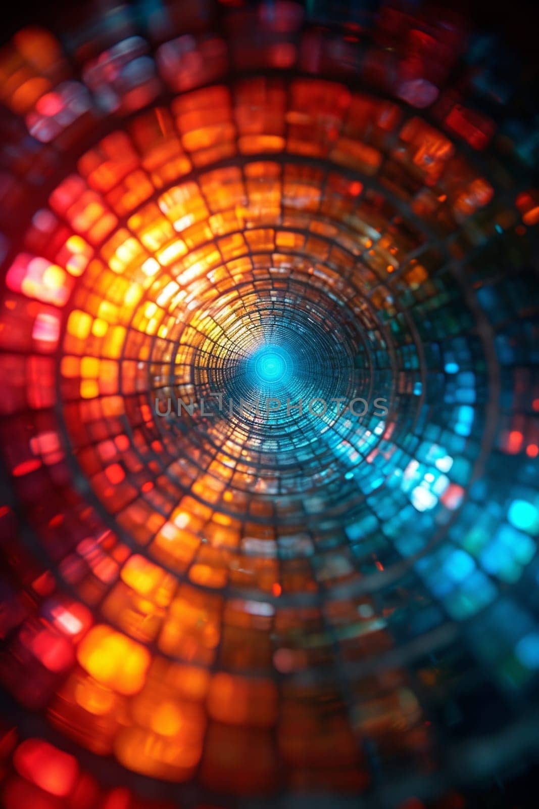 An abstract view of a colored tunnel. 3d illustration.