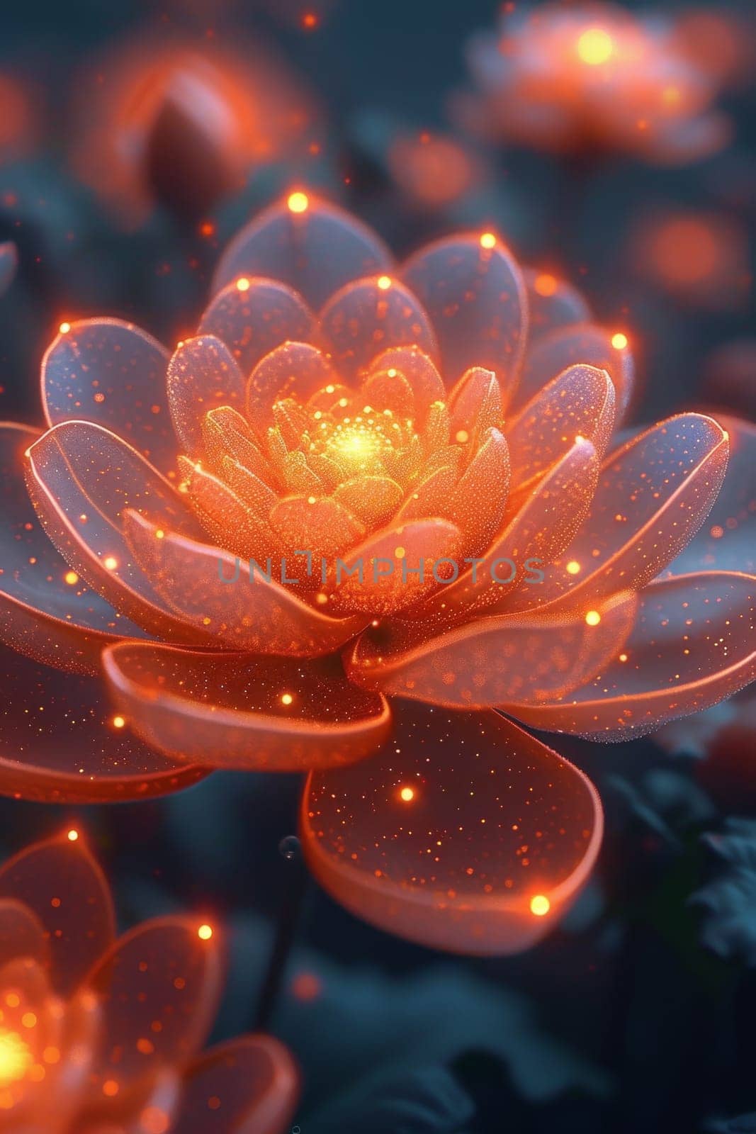 Abstract pink flower with petals. 3d illustration.