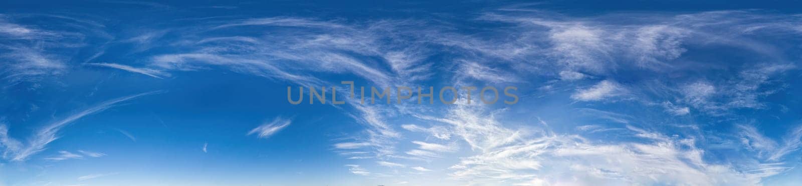 sky part of panorama with clouds, without ground, for easy use in 3D graphics and panorama for composites in aerial and ground spherical panoramas as a sky dome. by panophotograph