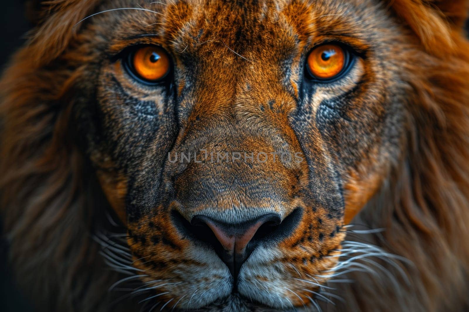 Portrait of a lion's muzzle in close-up. The Lion's head by Lobachad