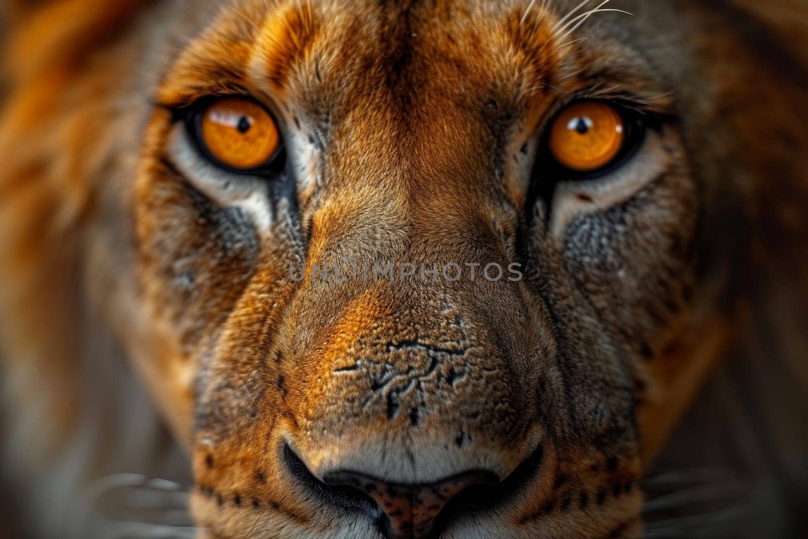 Portrait of a lion's muzzle in close-up. The Lion's head by Lobachad