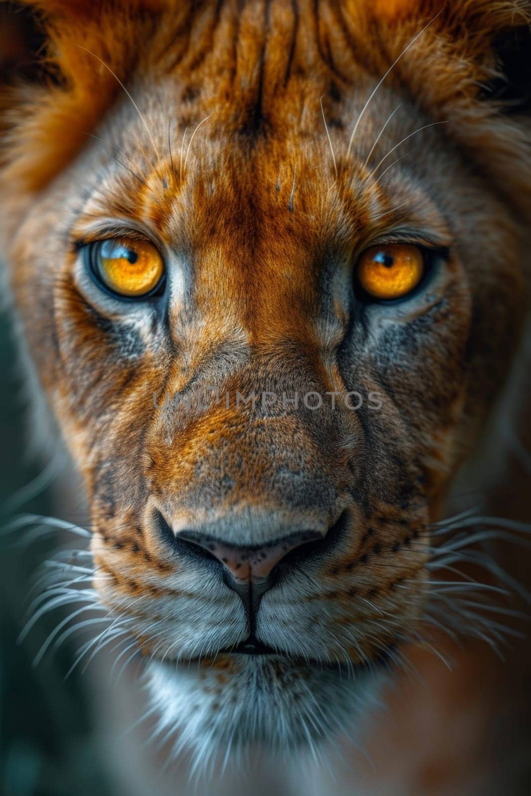 Portrait of a lion's muzzle in close-up. The Lion's head by Lobachad