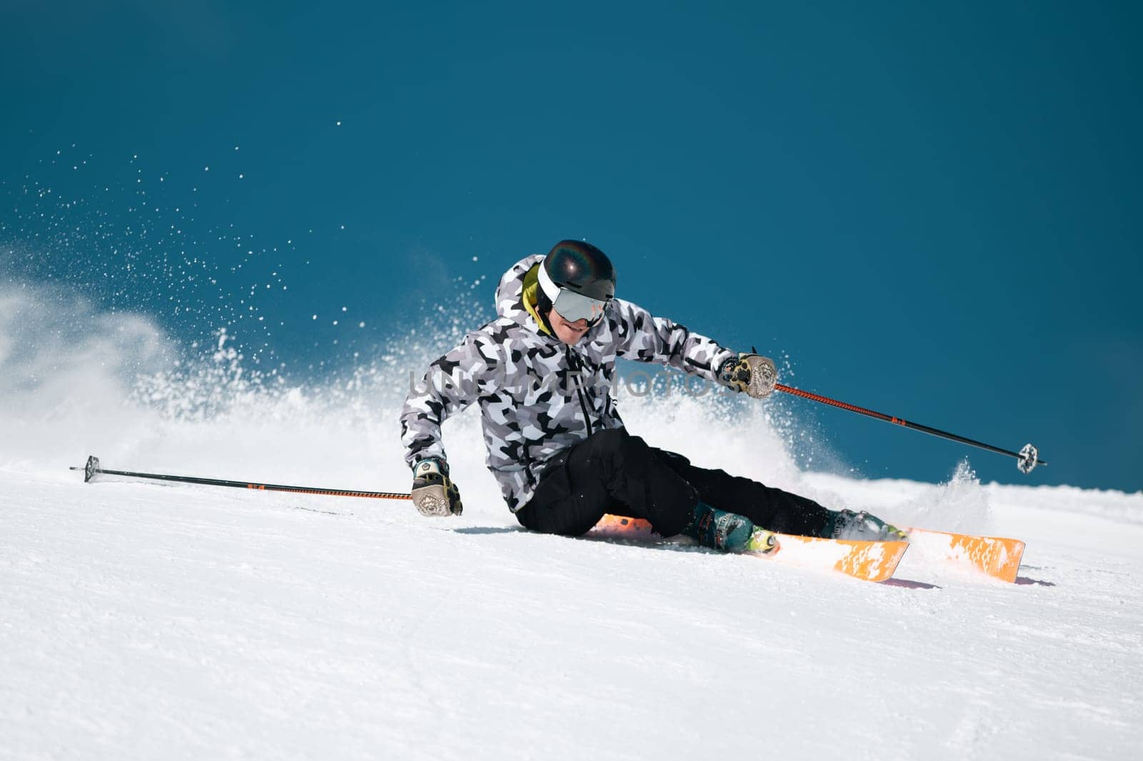 Expert skier on the slopes of Grandvalira in Andorra in Winter 2024 by martinscphoto