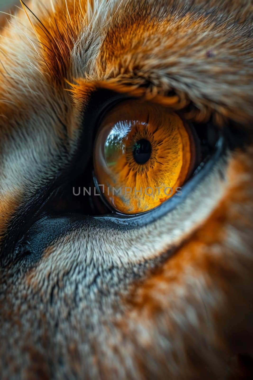 Close-up of a young lioness's face and eyes by Lobachad