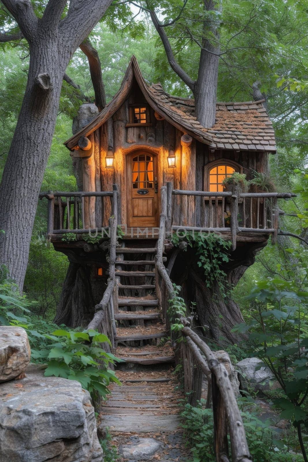 Cute little tree house for kids in the forest by Lobachad
