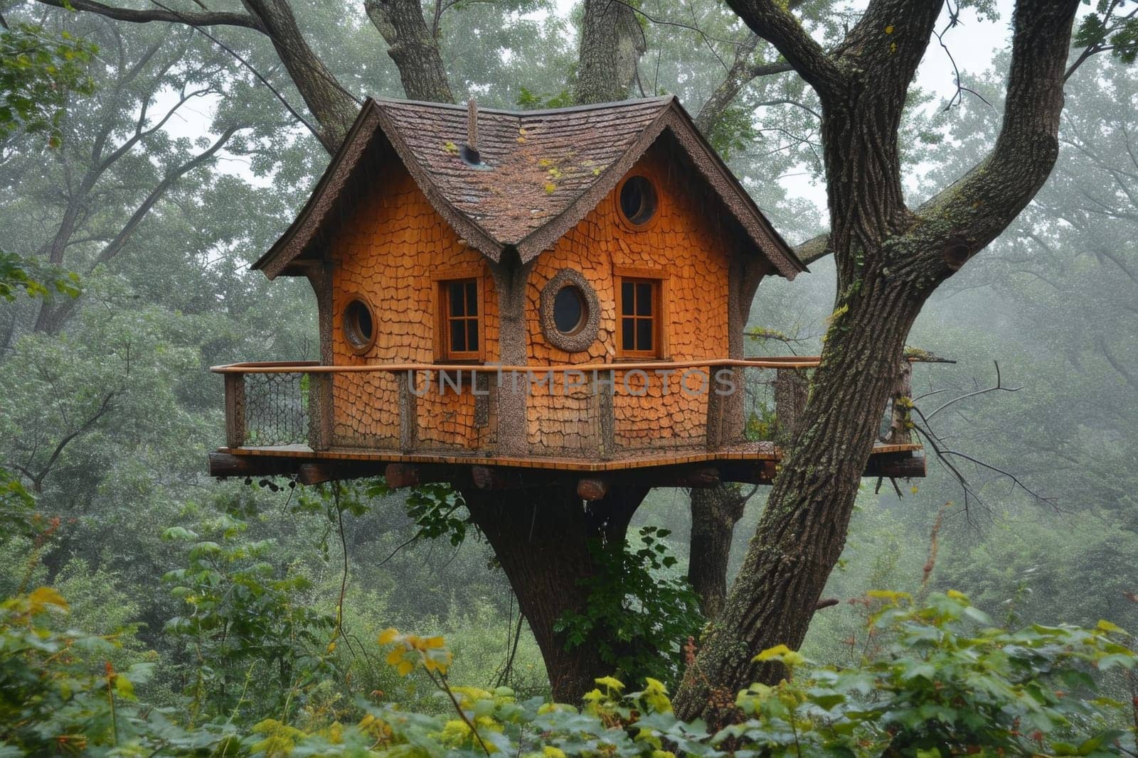 Cute little tree house for kids in the forest by Lobachad