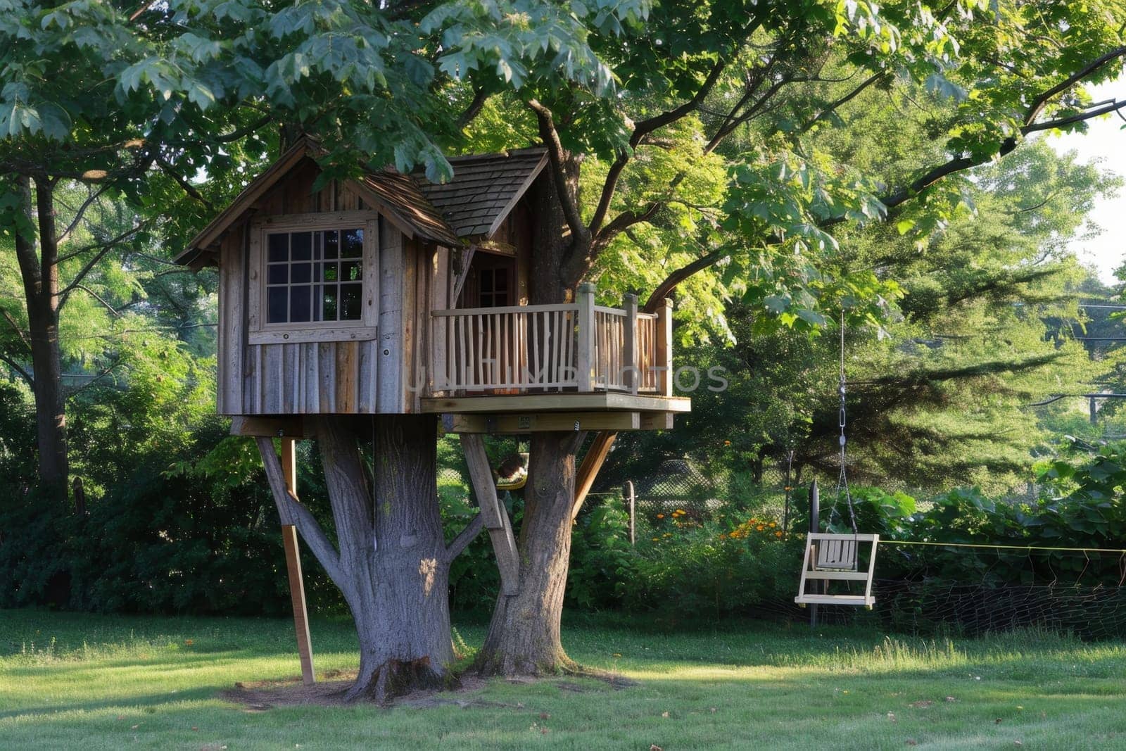 Cute little tree house for kids in the forest by Lobachad