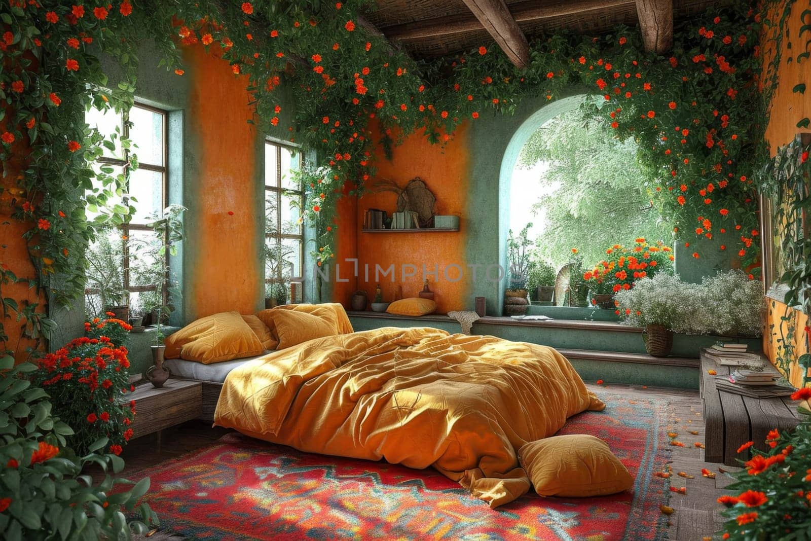 Creative interior of a bedroom in a country house by Lobachad