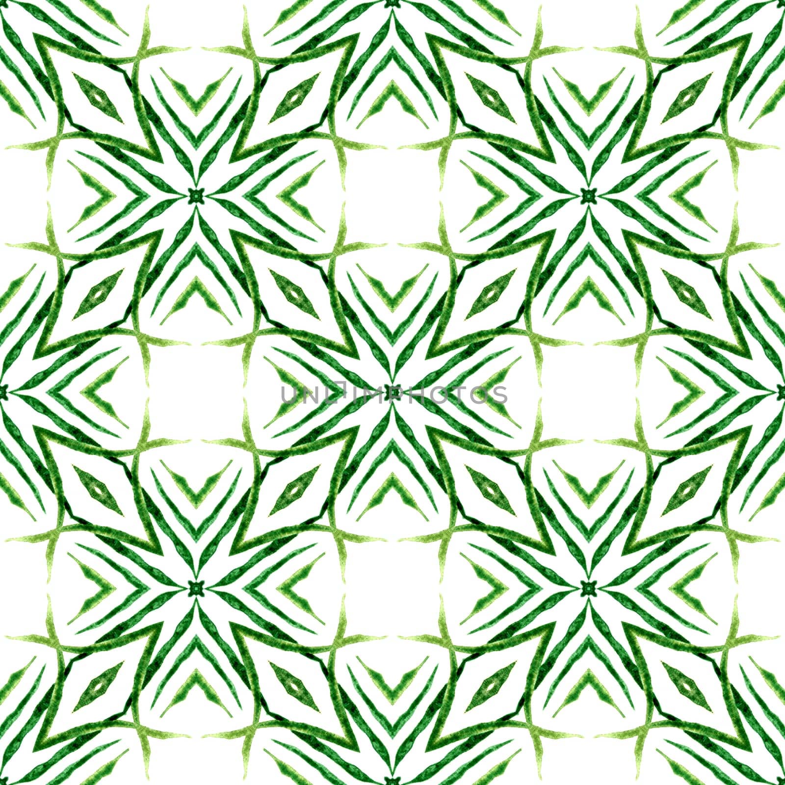 Trendy organic green border. Green astonishing boho chic summer design. Textile ready mesmeric print, swimwear fabric, wallpaper, wrapping. Organic tile.