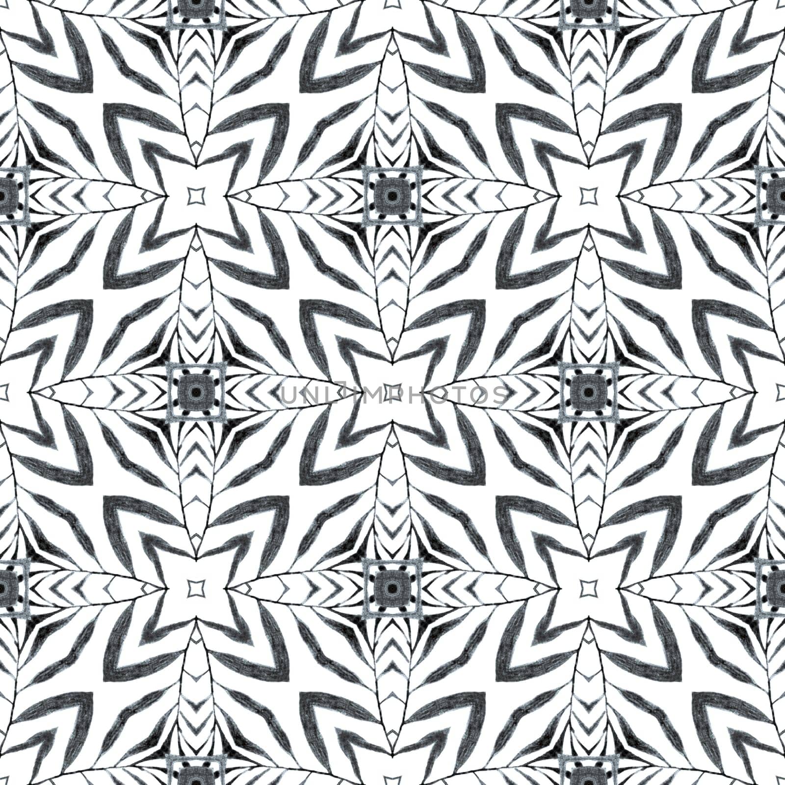 Textile ready Actual print, swimwear fabric, wallpaper, wrapping. Black and white charming boho chic summer design. Summer exotic seamless border. Exotic seamless pattern.