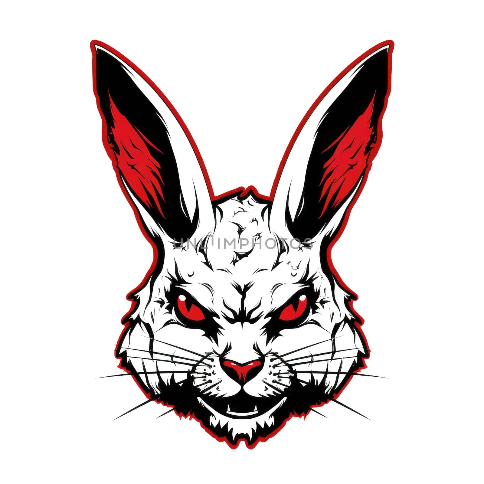 Evil rabbit. Portrait of a rabbit in the character of the devil in vector art style. Template for sticker, t-shirt print, poster, etc.