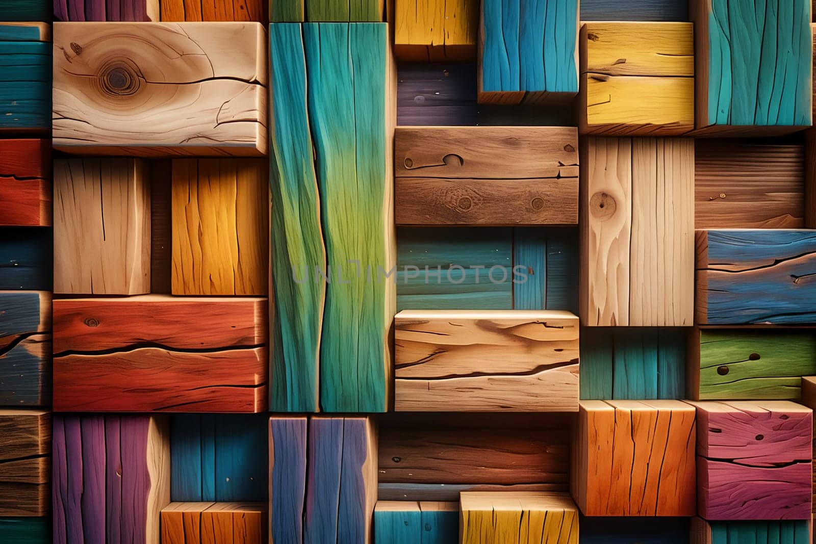 abstract background from pieces of old wood. AI generated image.