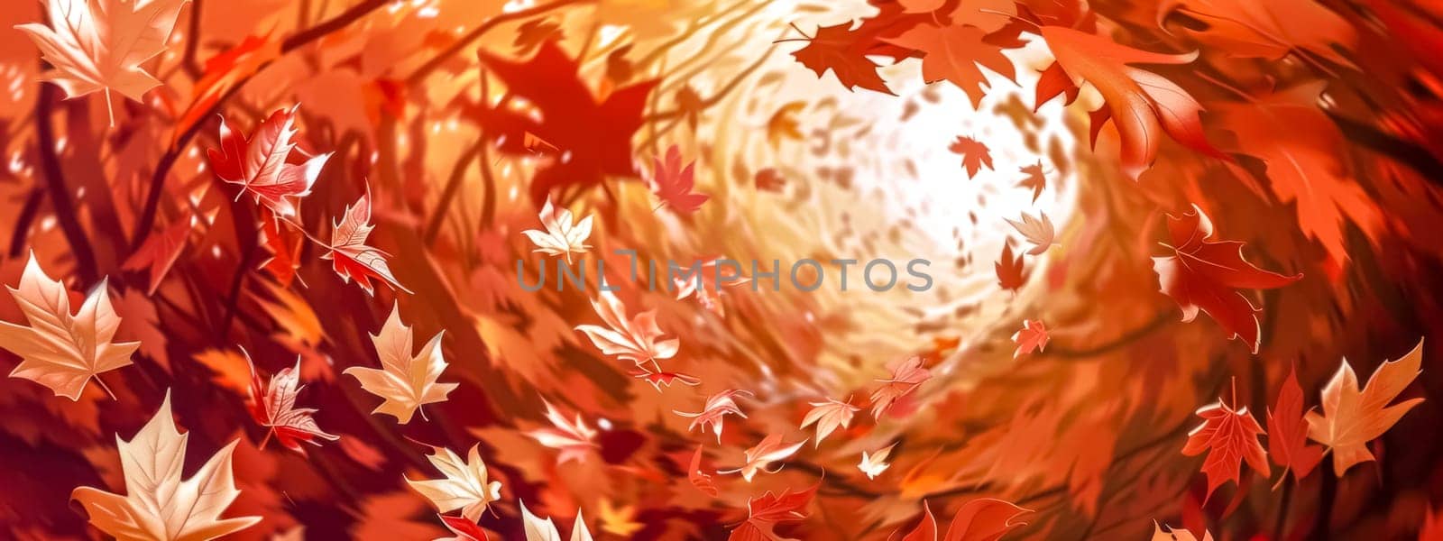 Autumn whirlwind - red leaves in swirling motion by Edophoto