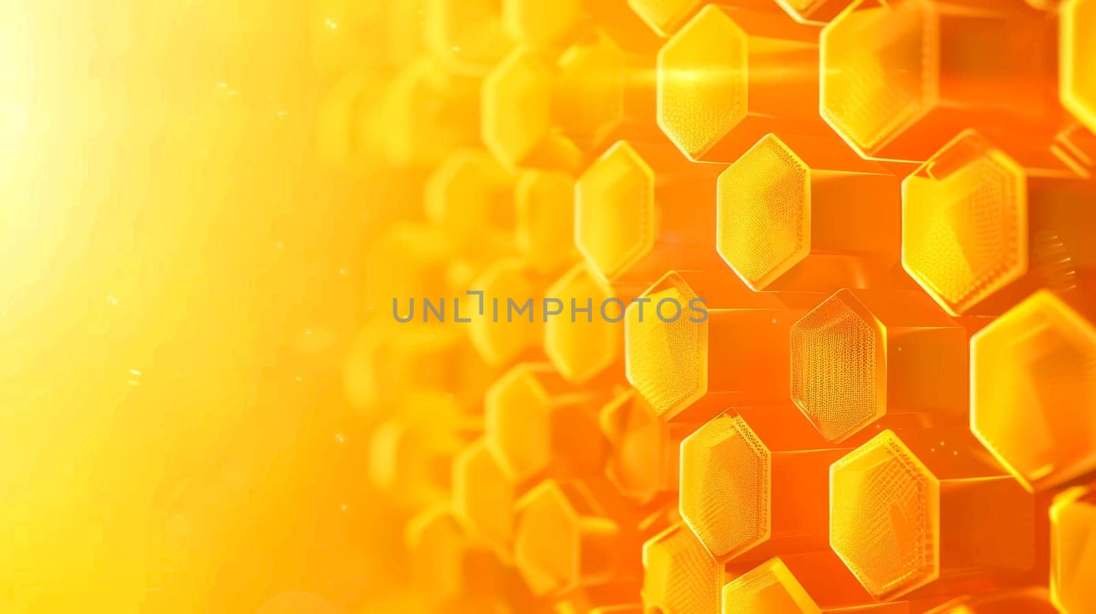 Close-up of a honeycomb structure with glowing warm tones