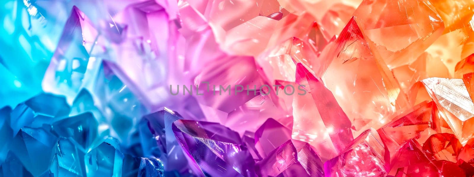 Abstract image of colorful crystal formations with gradient hues by Edophoto