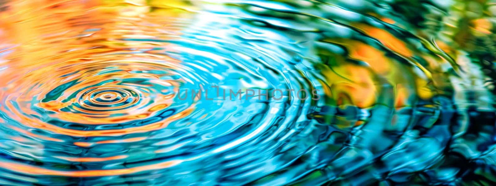 Abstract image of colorful ripples in water, with a play of light and shadow