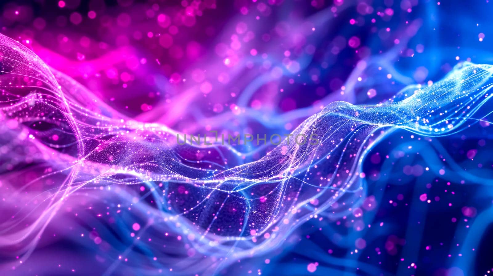 Futuristic neon particle waves background by Edophoto