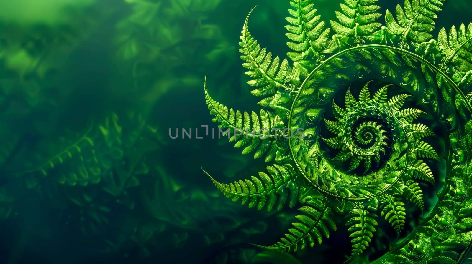 Lush green ferns with a natural fractal pattern, embodying the beauty of mathematical precision in flora