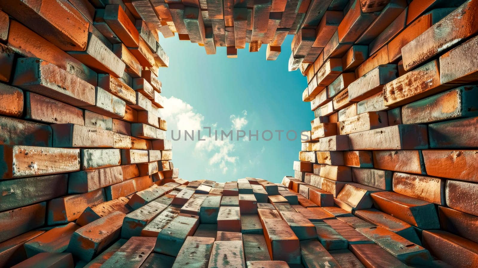 Infinite brick tower perspective from inside by Edophoto