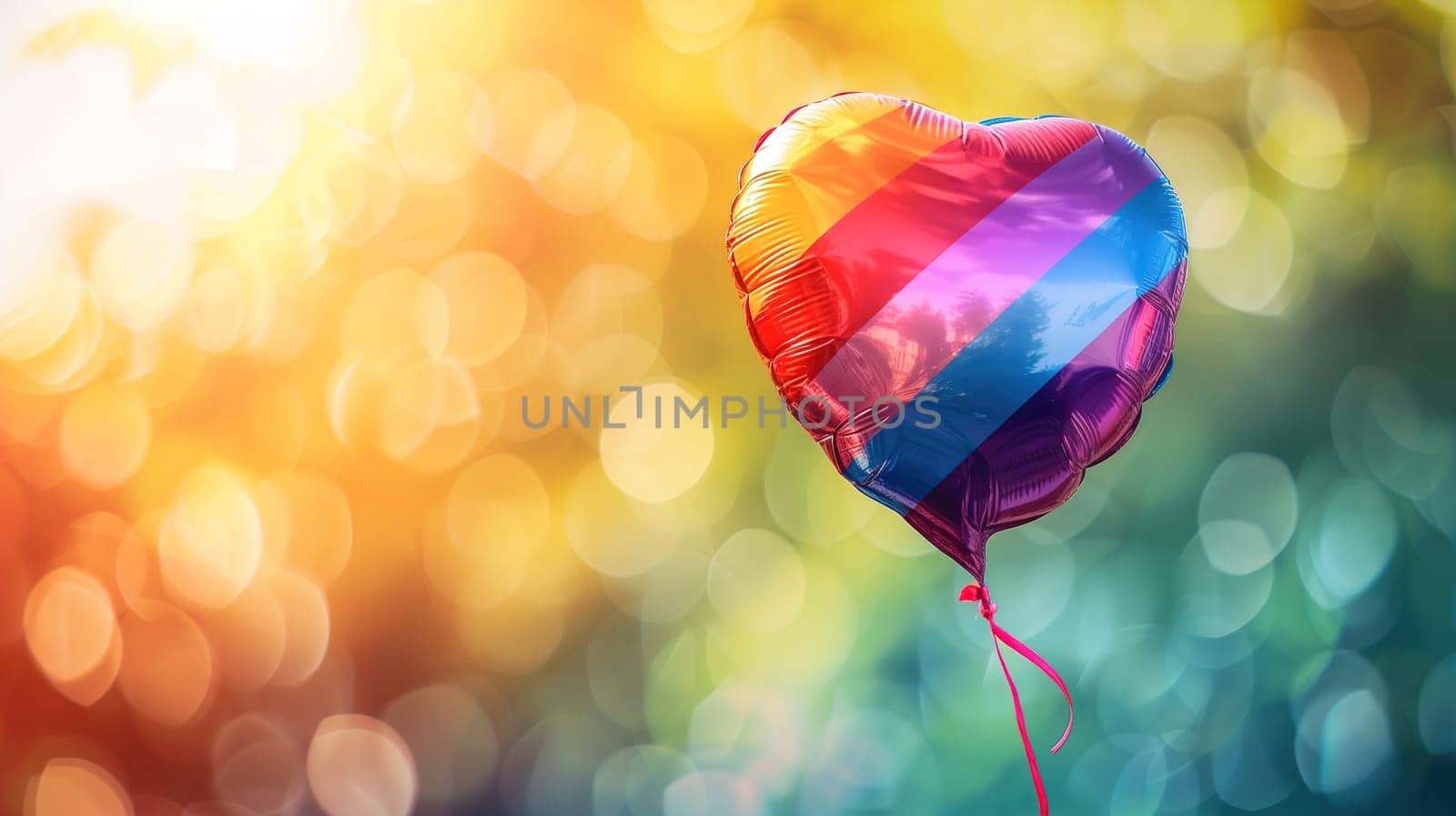 A heart shaped balloon floating in the air, symbolizing love and celebration during Pride Month for the LGBT community.