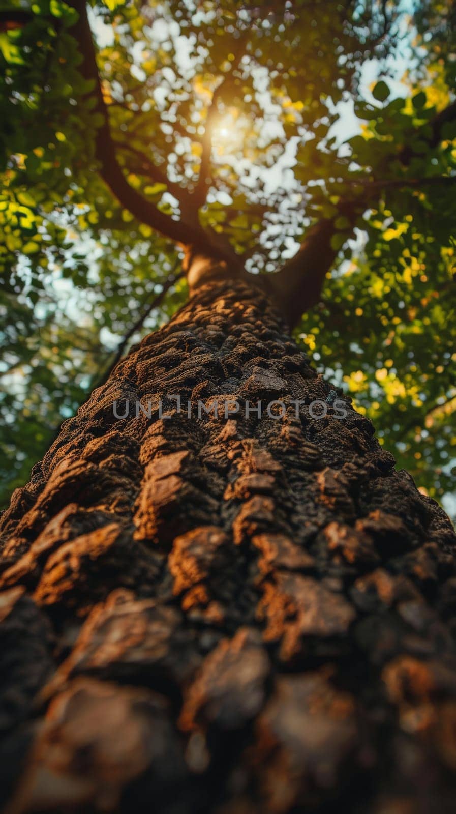low angle shot photo of a tree, detail and abstract texture of old tree bark.