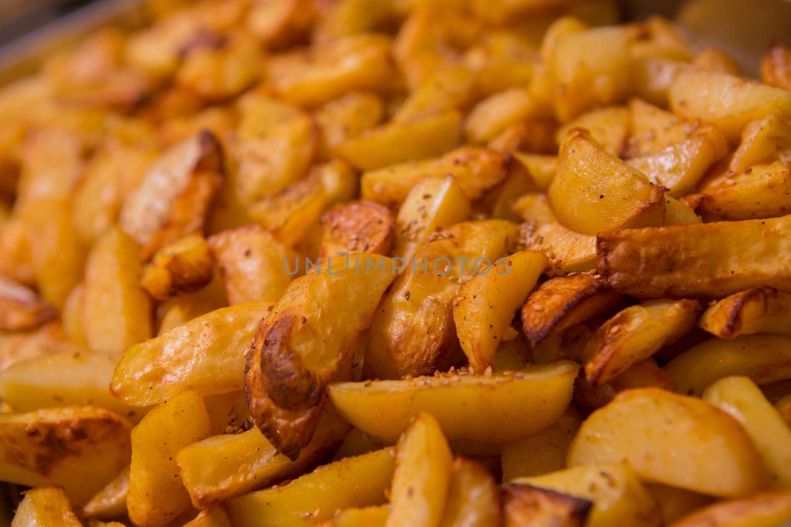 The french fries background, close up shot