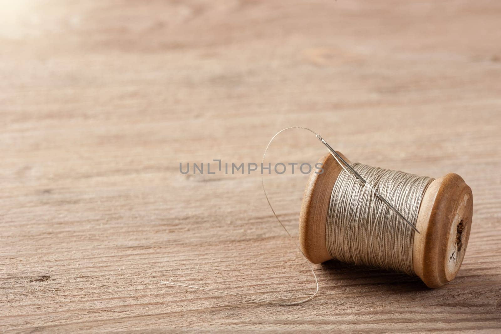 closeup thread for sewing and needlework, old reel of thread