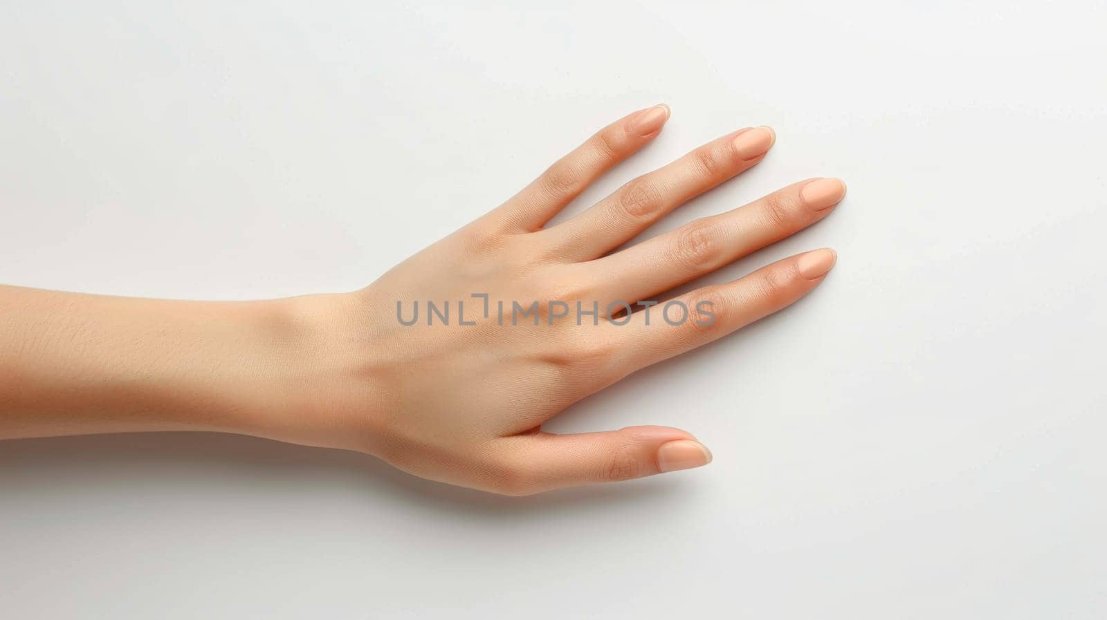 Two hands with nails painted in a light pink color. The hands are positioned in a way that they are facing each other, with the fingers spread apart. Scene is one of relaxation and carefree enjoyment