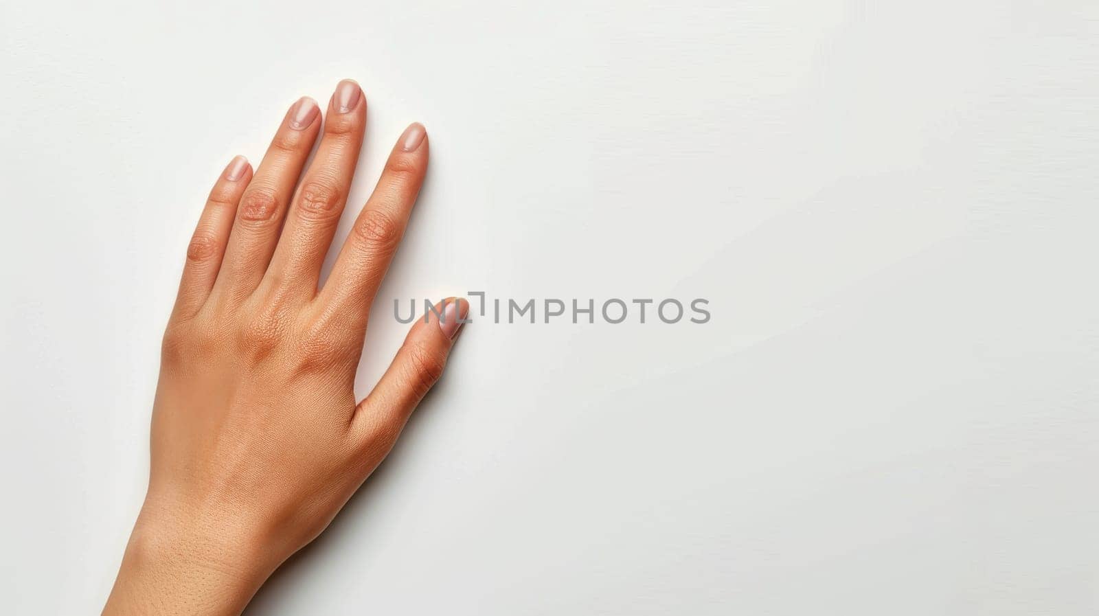 Two hands with nails painted in a light pink color by itchaznong