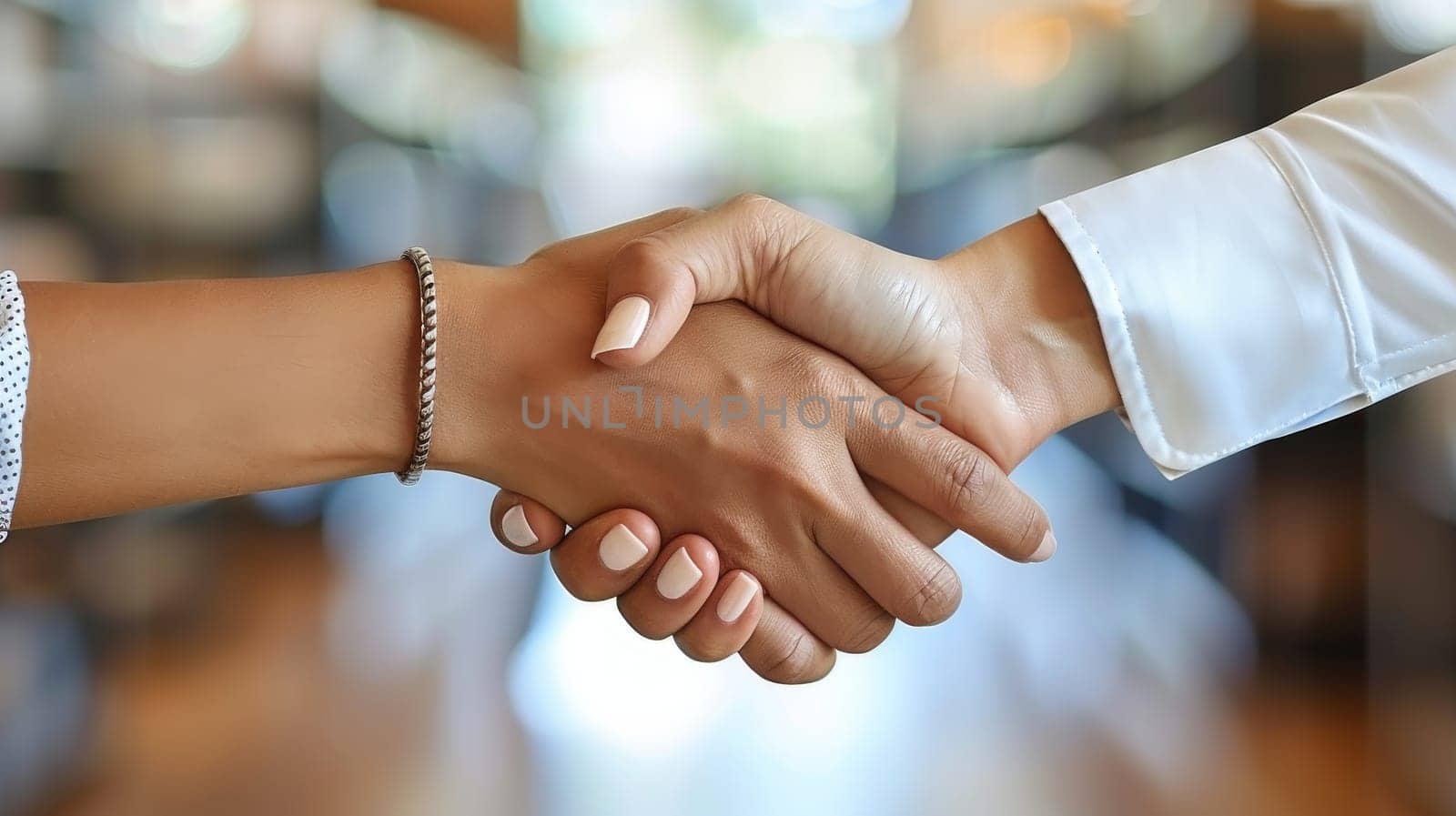 Two people shaking hands. The handshake is a symbol of agreement and trust. Concept of professionalism and respect