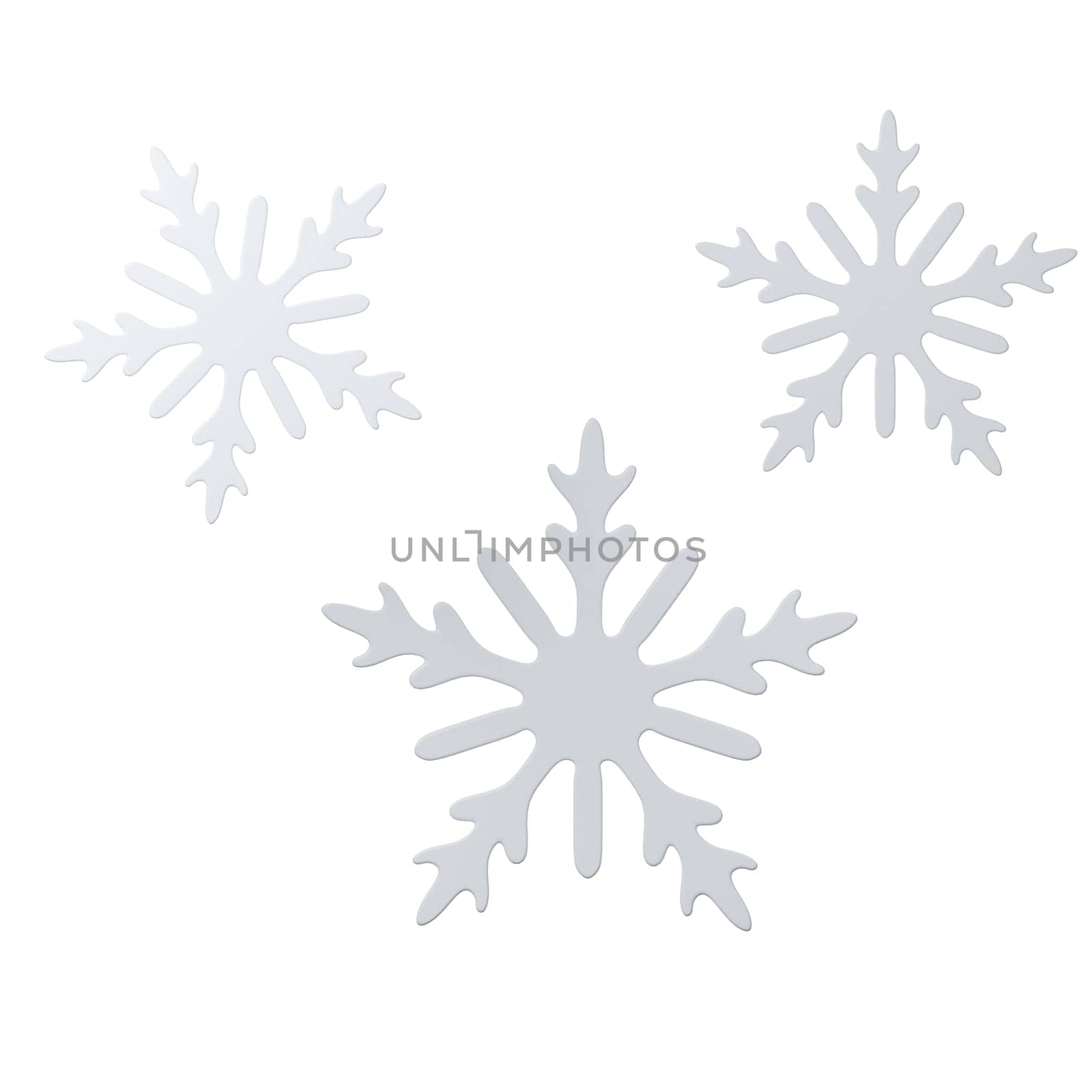 3d Christmas snowflake icon. minimal decorative festive conical shape tree. New Year's holiday decor. 3d design element In cartoon style. Icon isolated on white background. 3d illustration.