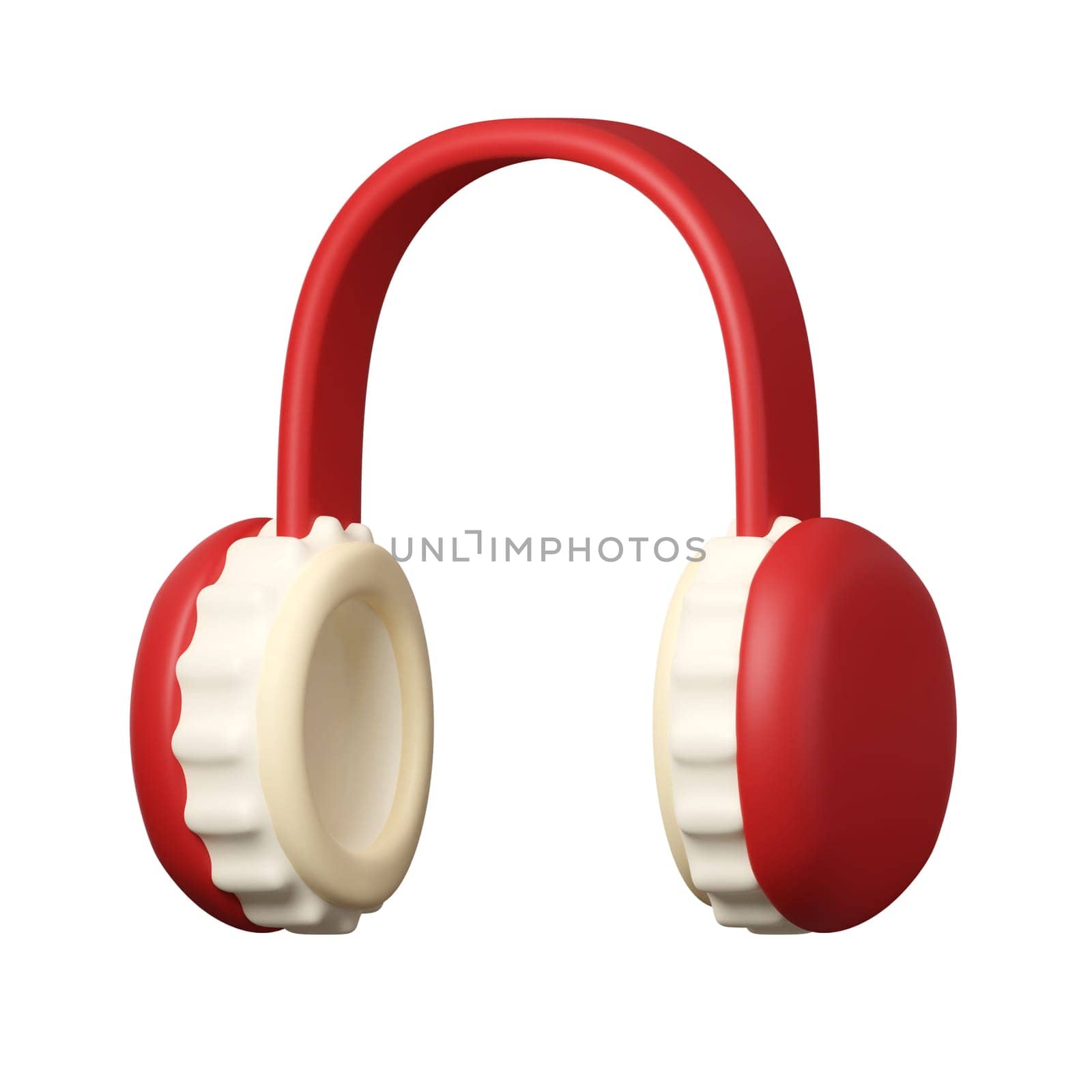 3d Christmas warm headphones icon. minimal decorative festive conical shape tree. New Year's holiday decor. 3d design element In cartoon style. Icon isolated on white background. 3d illustration.