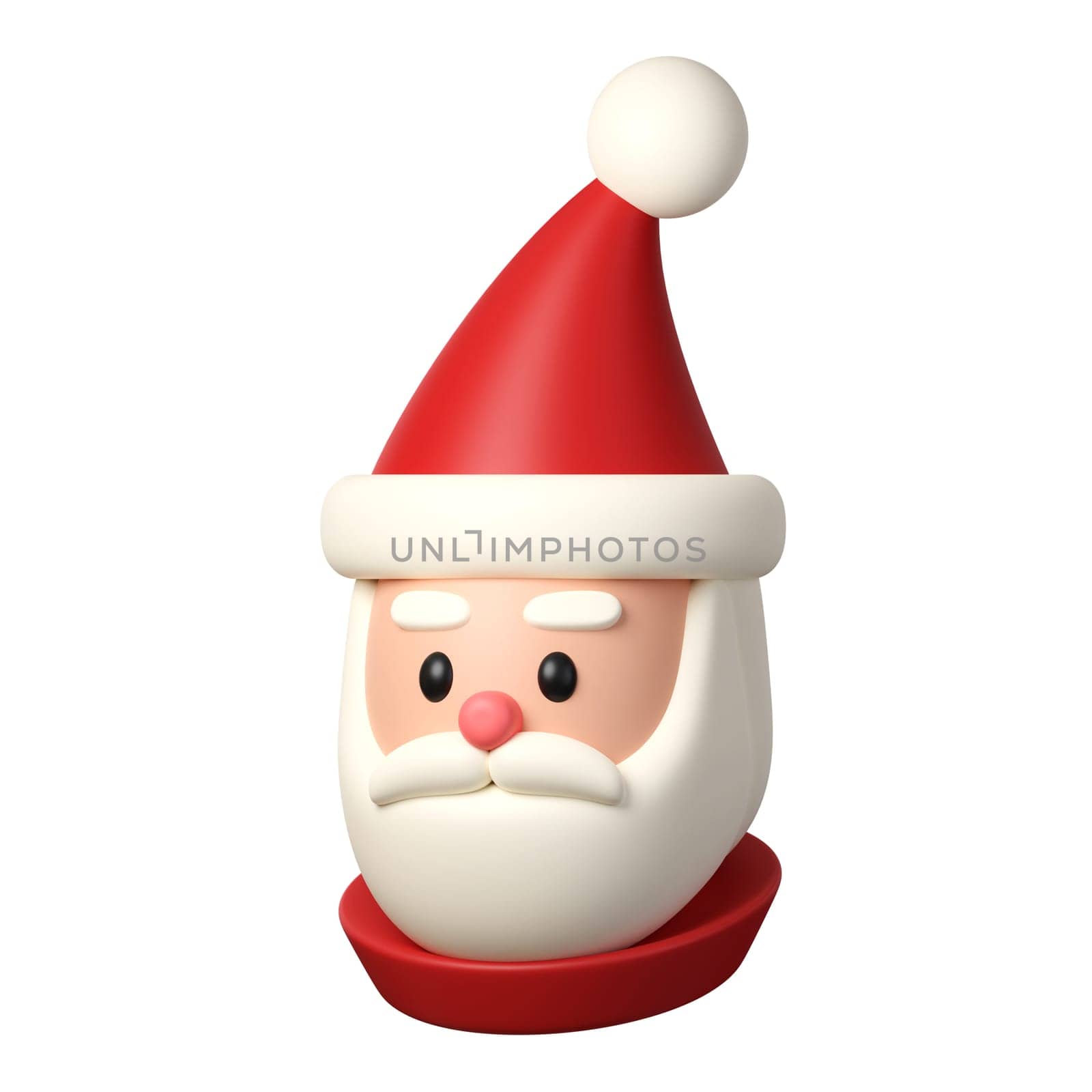 3d Christmas santa claus icon. minimal decorative festive conical shape tree. New Year's holiday decor. 3d design element In cartoon style. Icon isolated on white background. 3d illustration.