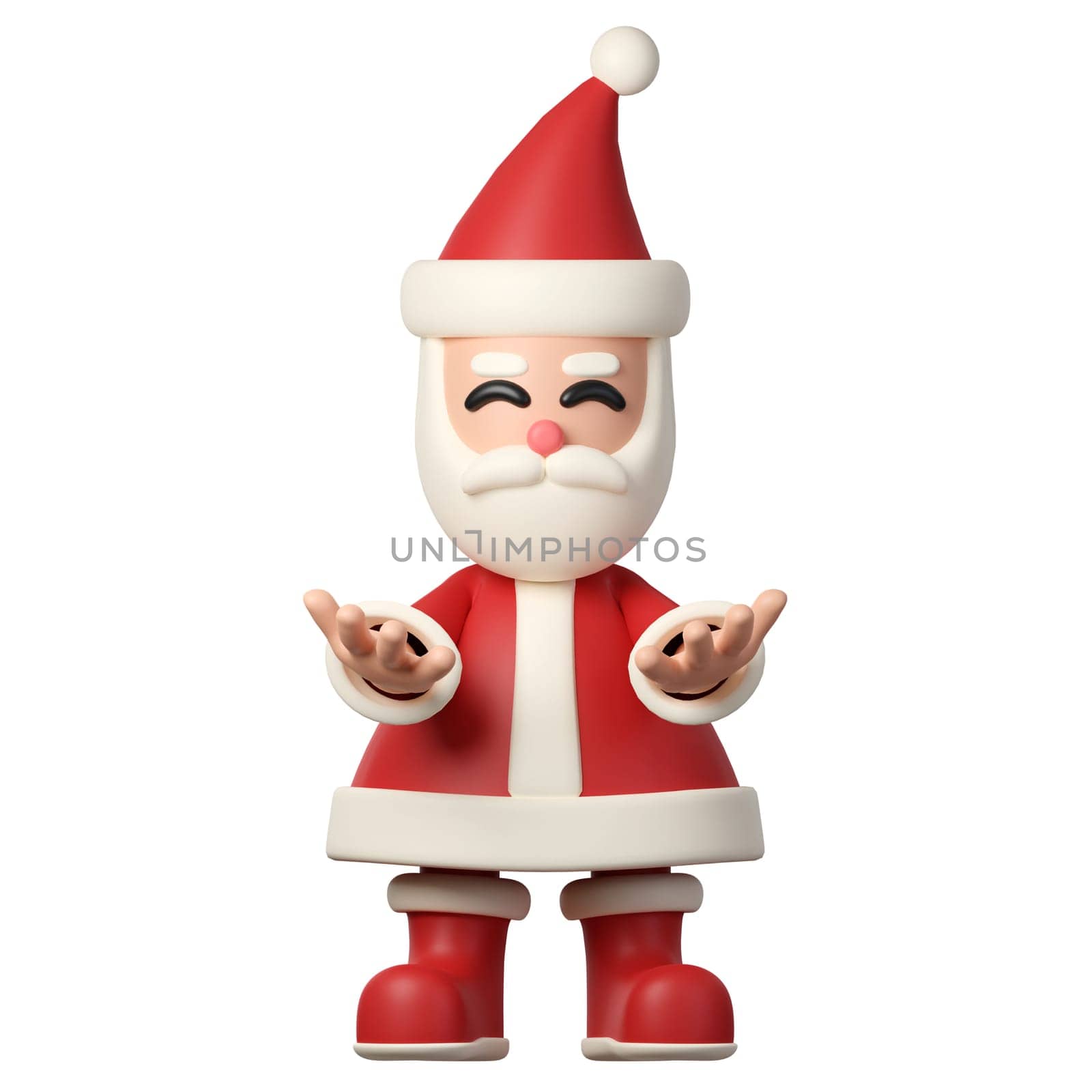 3d Christmas Santa claus icon. minimal decorative festive conical shape tree. New Year's holiday decor. 3d design element In cartoon style. Icon isolated on white background. 3d illustration.
