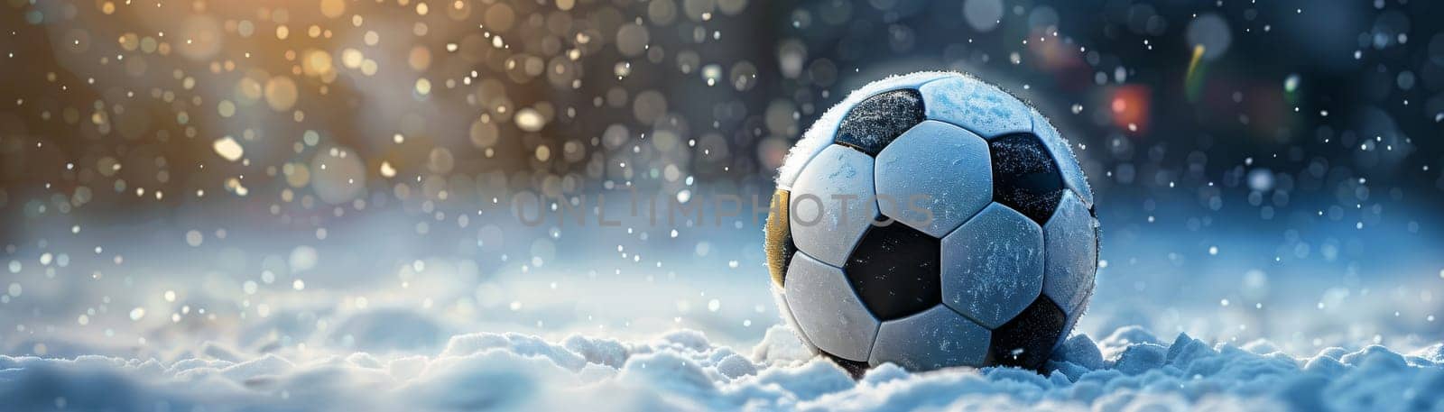 A soccer ball or football is sitting in the snow by itchaznong