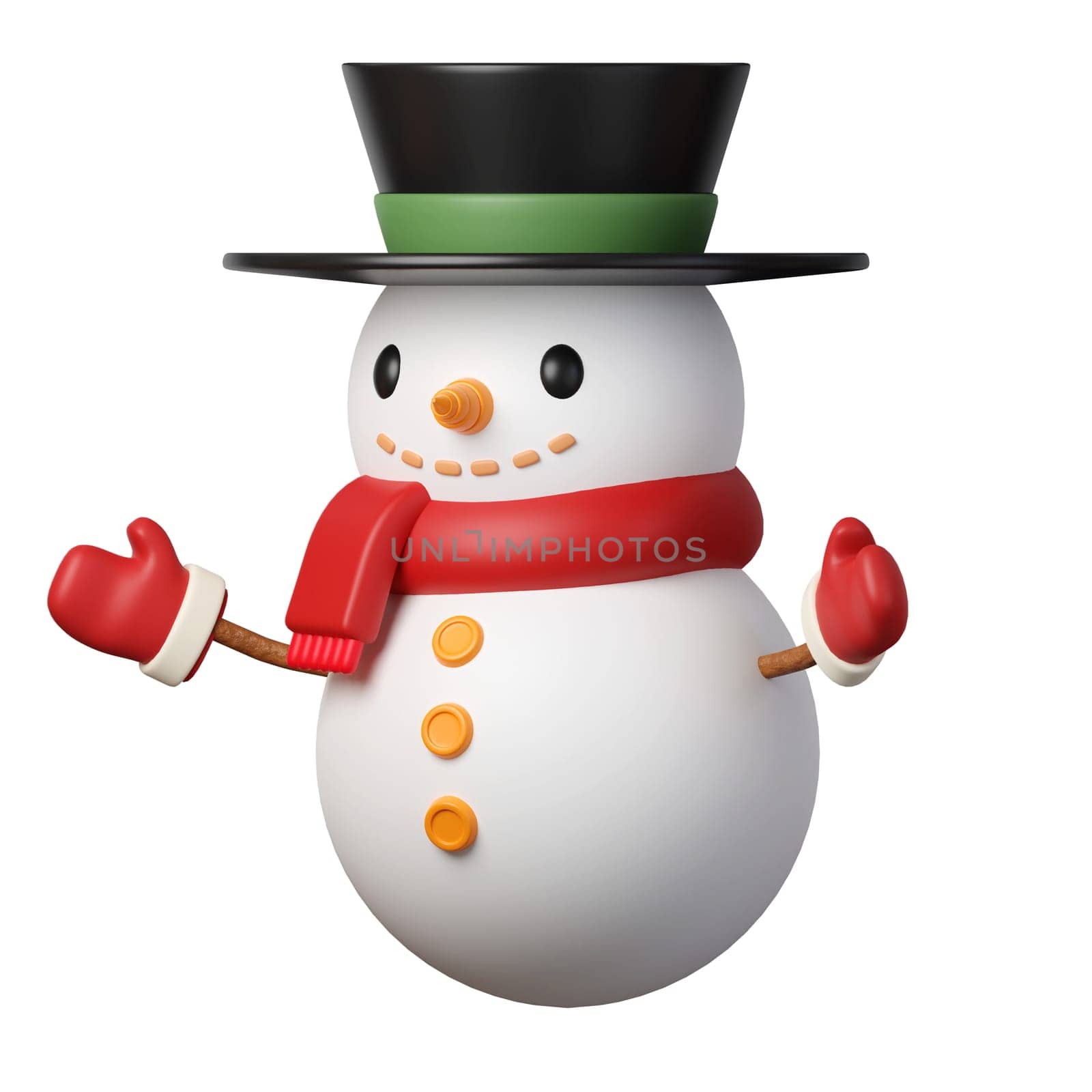 3d Christmas Snowman icon. minimal decorative festive conical shape tree. New Year's holiday decor. 3d design element In cartoon style. Icon isolated on white background. 3d illustration by meepiangraphic