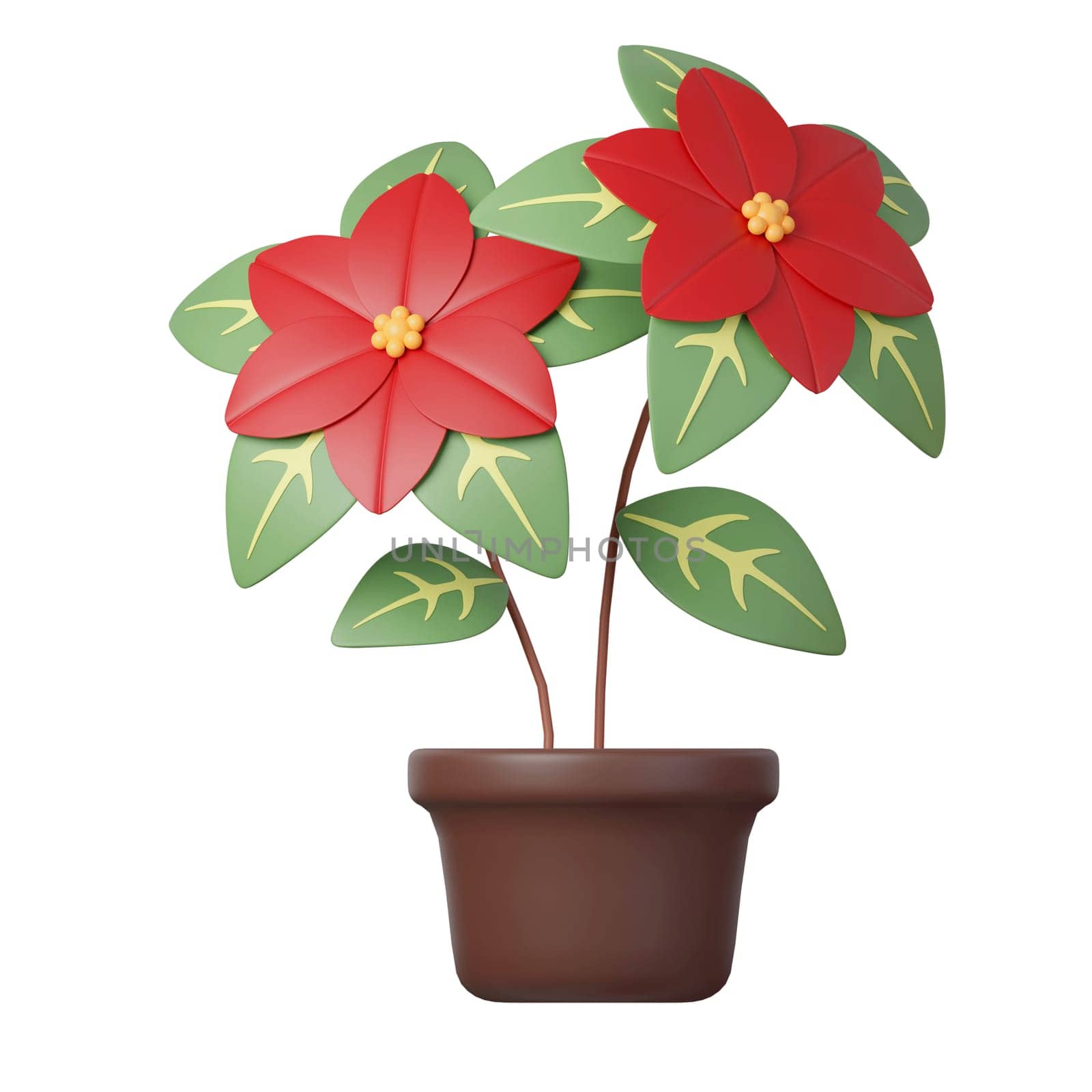 3d Christmas flower pot icon. minimal decorative festive conical shape tree. New Year's holiday decor. 3d design element In cartoon style. Icon isolated on white background. 3d illustration by meepiangraphic