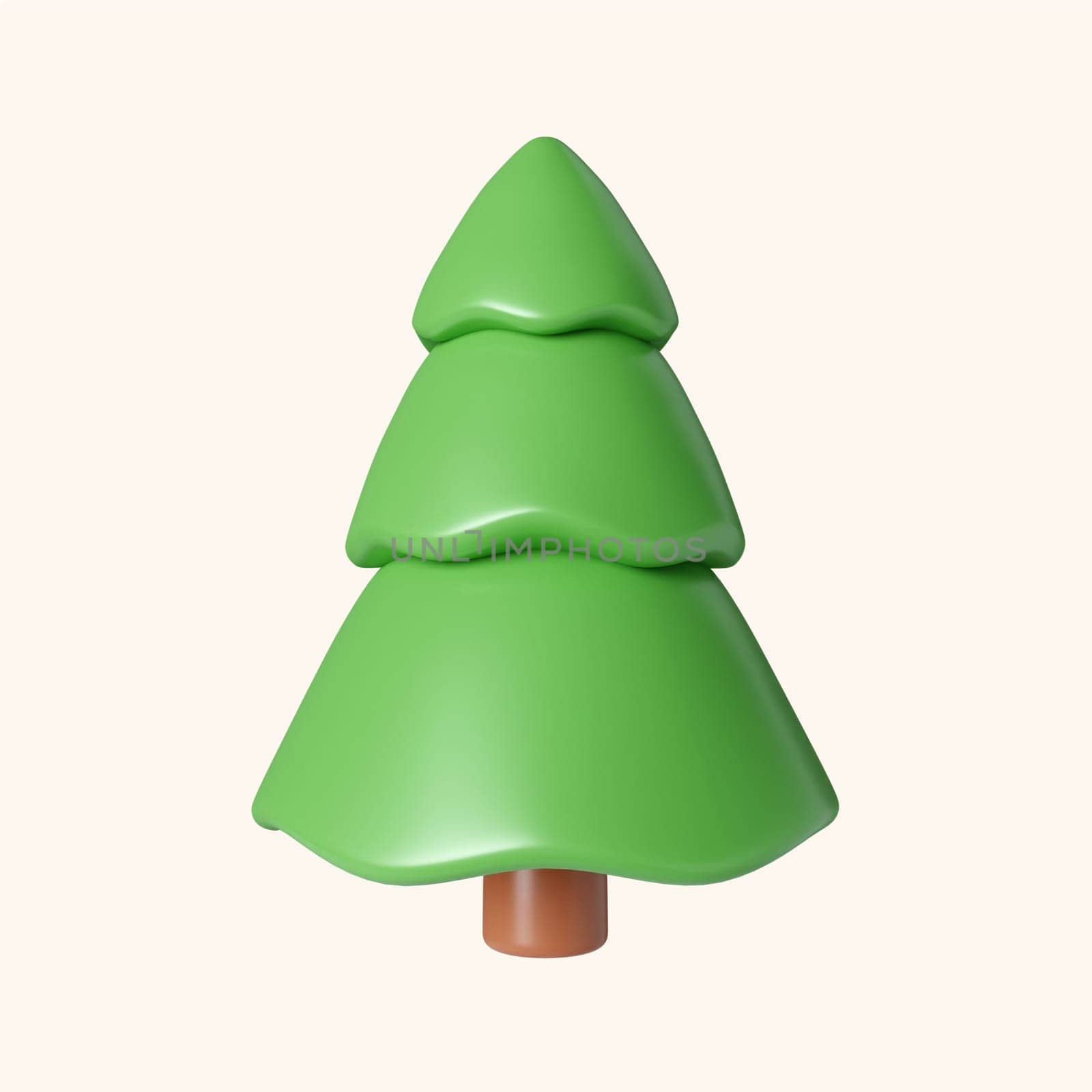 3d Christmas tree. minimal decorative festive conical shape tree. New Year's holiday decor. 3d design element In cartoon style. Icon isolated on white background. 3D illustration by meepiangraphic