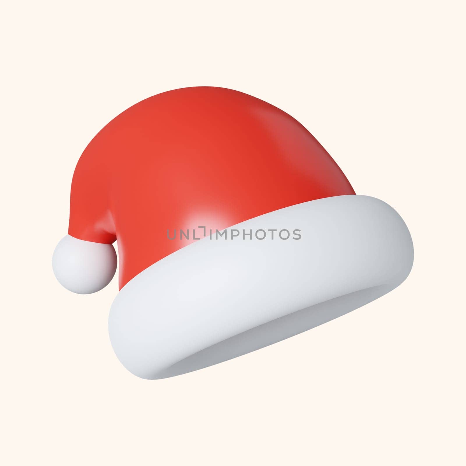 3d Christmas hat icon. minimal decorative festive conical shape tree. New Year's holiday decor. 3d design element In cartoon style. Icon isolated on white background. 3D illustration.
