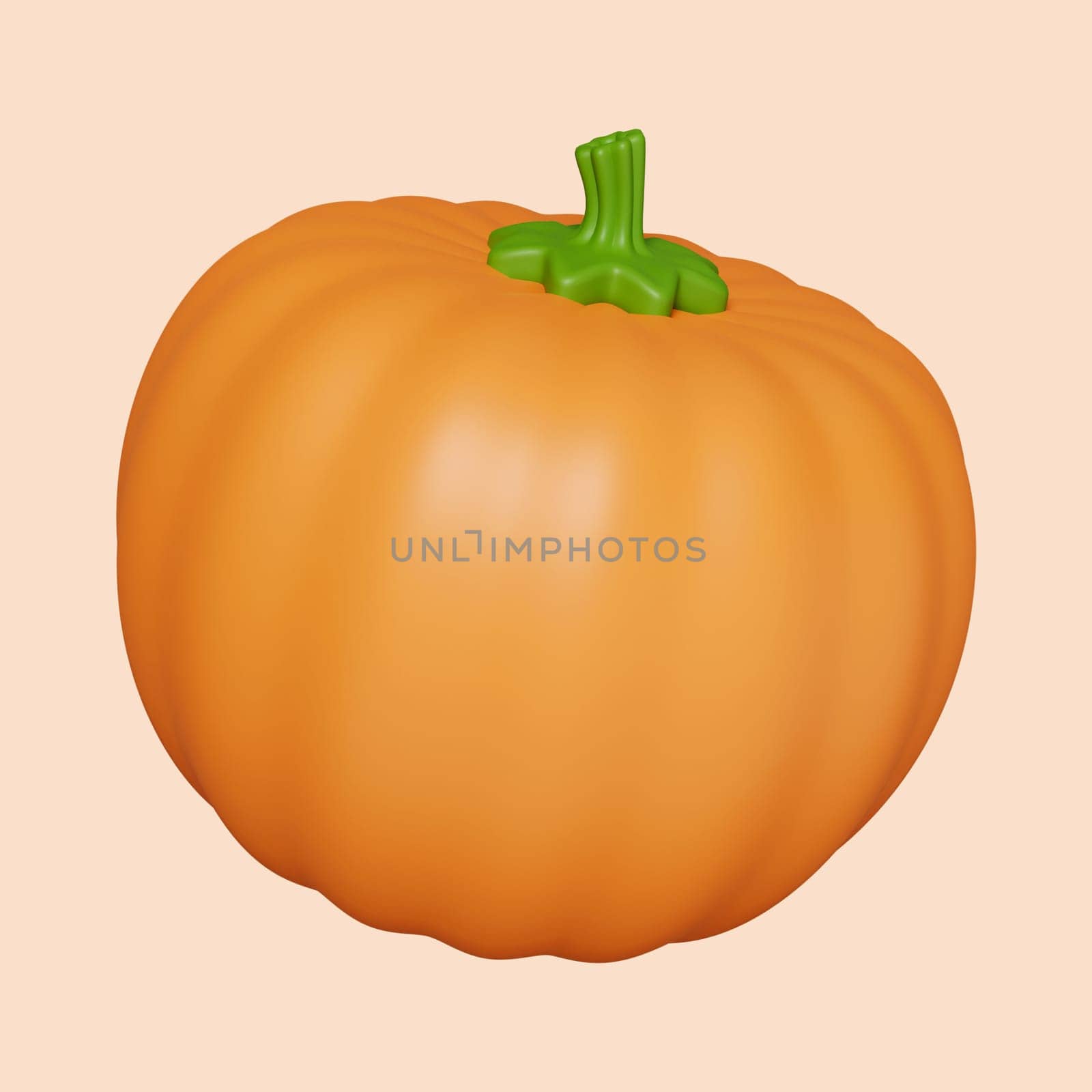 3d Autumn pumpkin. Golden fall. Season decoration. icon isolated on gray background. 3d rendering illustration. Clipping path..