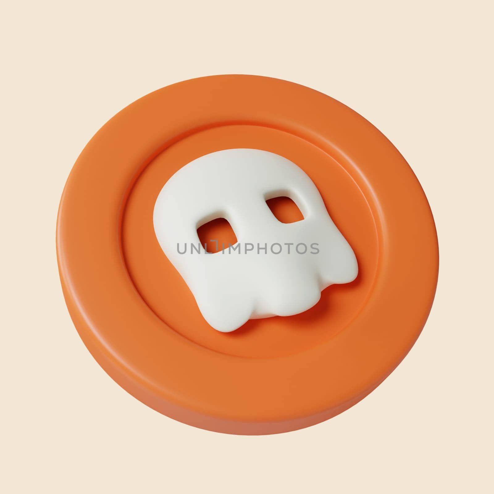 3d Halloween coin icon. Traditional element of decor for Halloween. icon isolated on gray background. 3d rendering illustration. Clipping path. by meepiangraphic