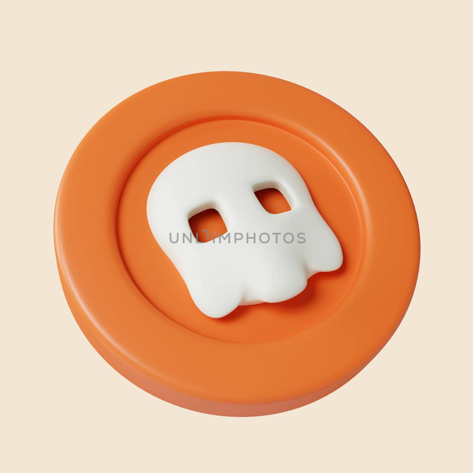 3d Halloween coin icon. Traditional element of decor for Halloween. icon isolated on gray background. 3d rendering illustration. Clipping path. by meepiangraphic