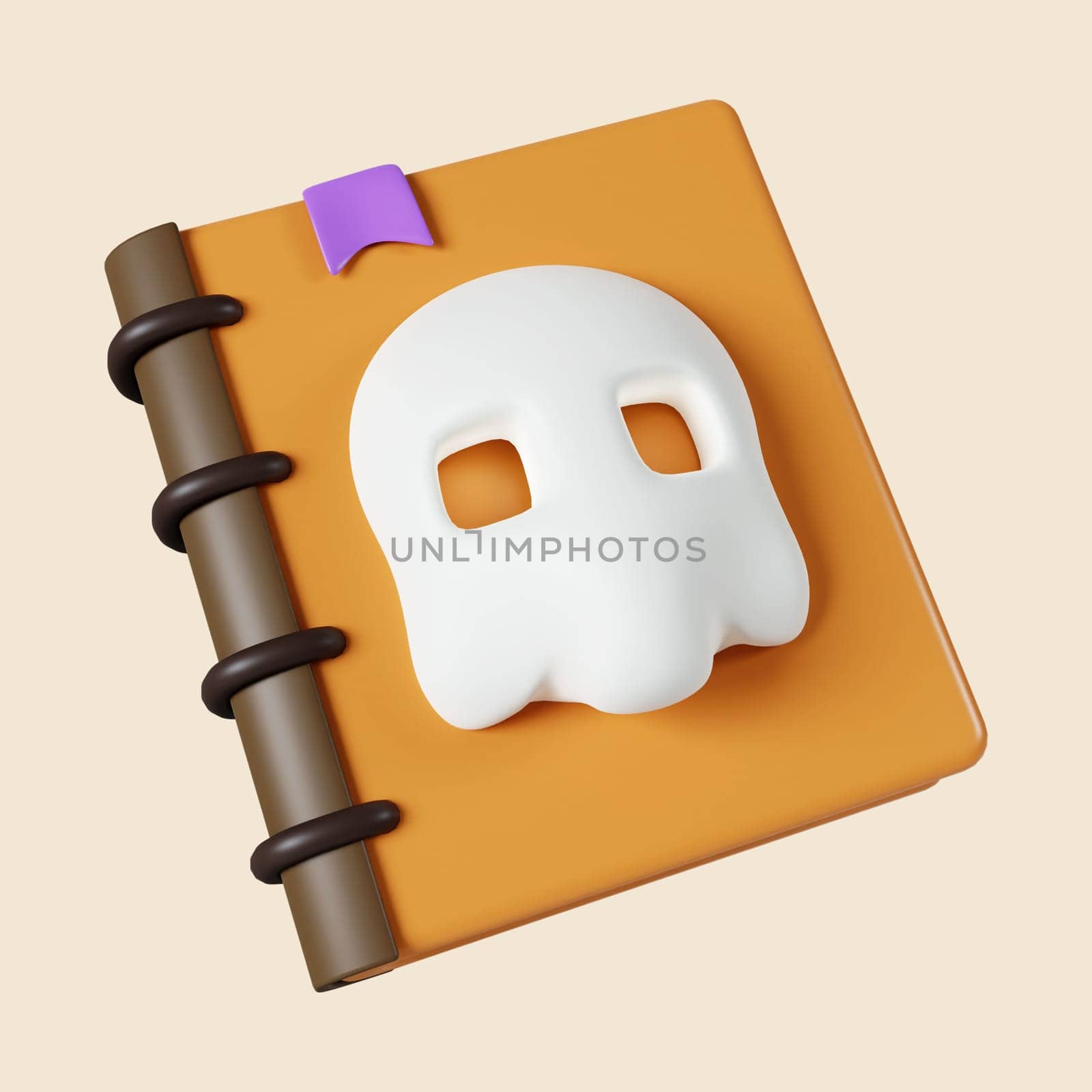 3d devil book Halloween icon. Traditional element of decor for Halloween. icon isolated on gray background. 3d rendering illustration. Clipping path. by meepiangraphic